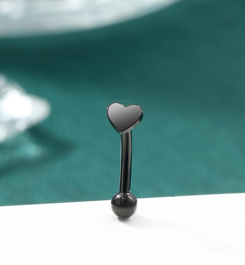 COCHARM Titanium Heart Star Moon Rook Spike Piercing Jewelry 16g, Surgical Steel Rook Earrings for Women Man, Silver Vertical Labret Jewelry, 8mm Spike Eyebrow Piercing Jewelry - Image 5